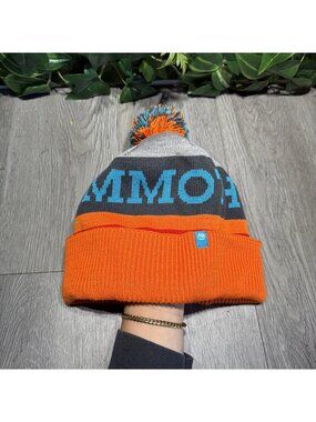 Mammoth Mountain Beanie Ski Snow Winter Pom Hat Blue Gray Orange